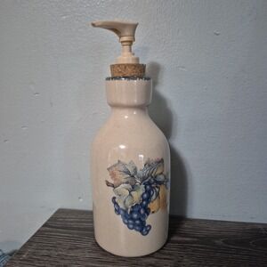 Home & Garden Party stoneware soap or lotion dispenser featuring Grape & Fruit